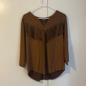 Express women’s suede blouse with tassel details size medium